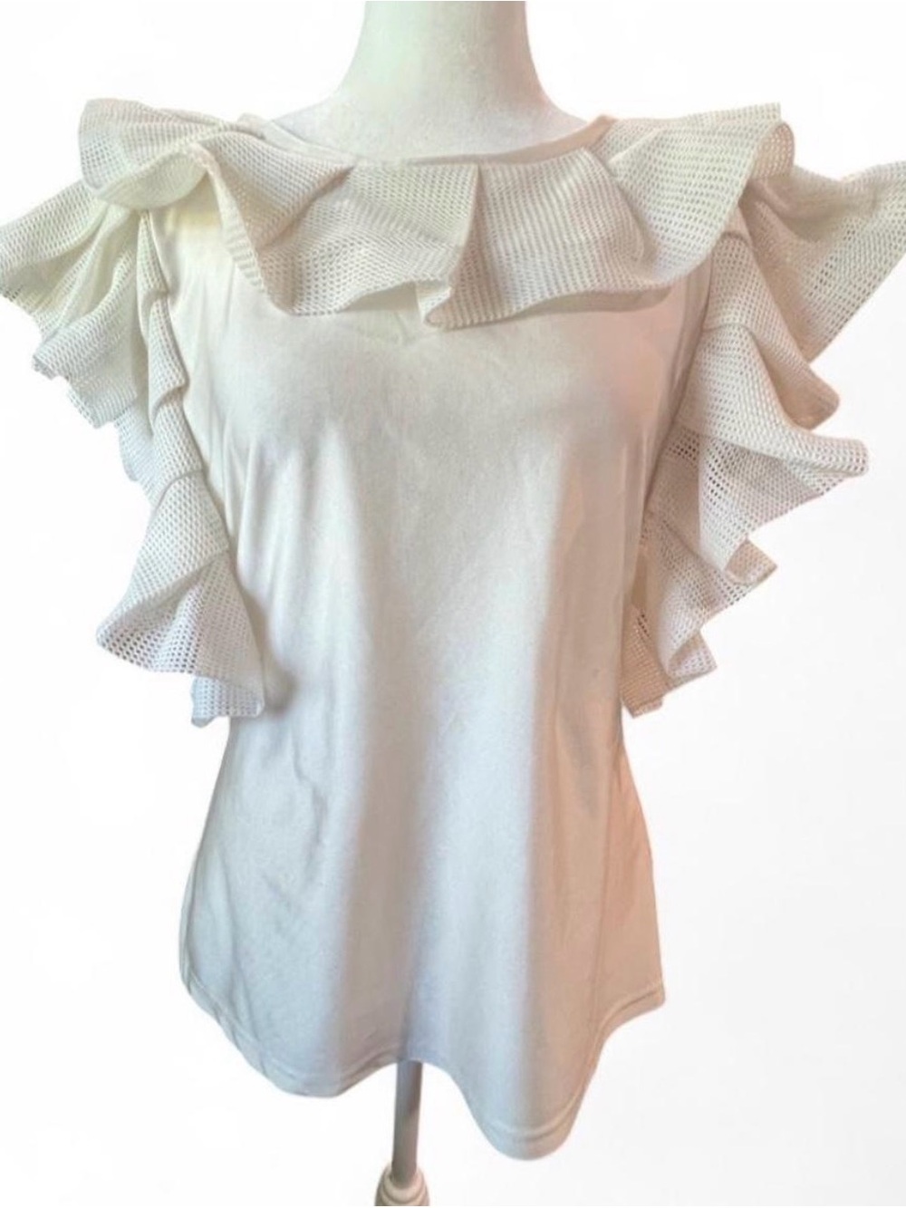 Women's Avant Garde white Ruffle Sleeve Top